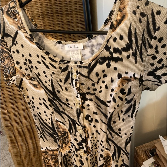 Dress new vintage bought in Las Vegas animal print 50%polyester50%cottonmaxinew. - Picture 5 of 8